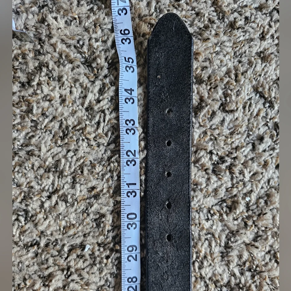 Brighton vtg leather black floral embossed western festival metal backle‎ belt